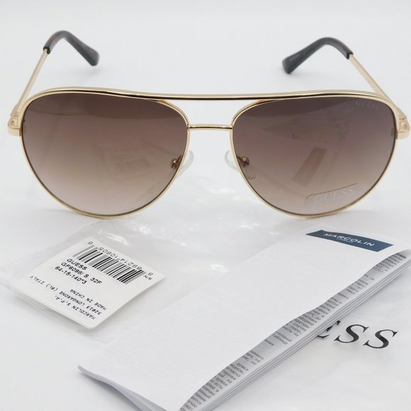 NEW GUESS GU6098 32F GOLD BROWN GRADIENT AVIATOR WOMEN'S SUNGLASSES 64-1… - Picture 10 of 11